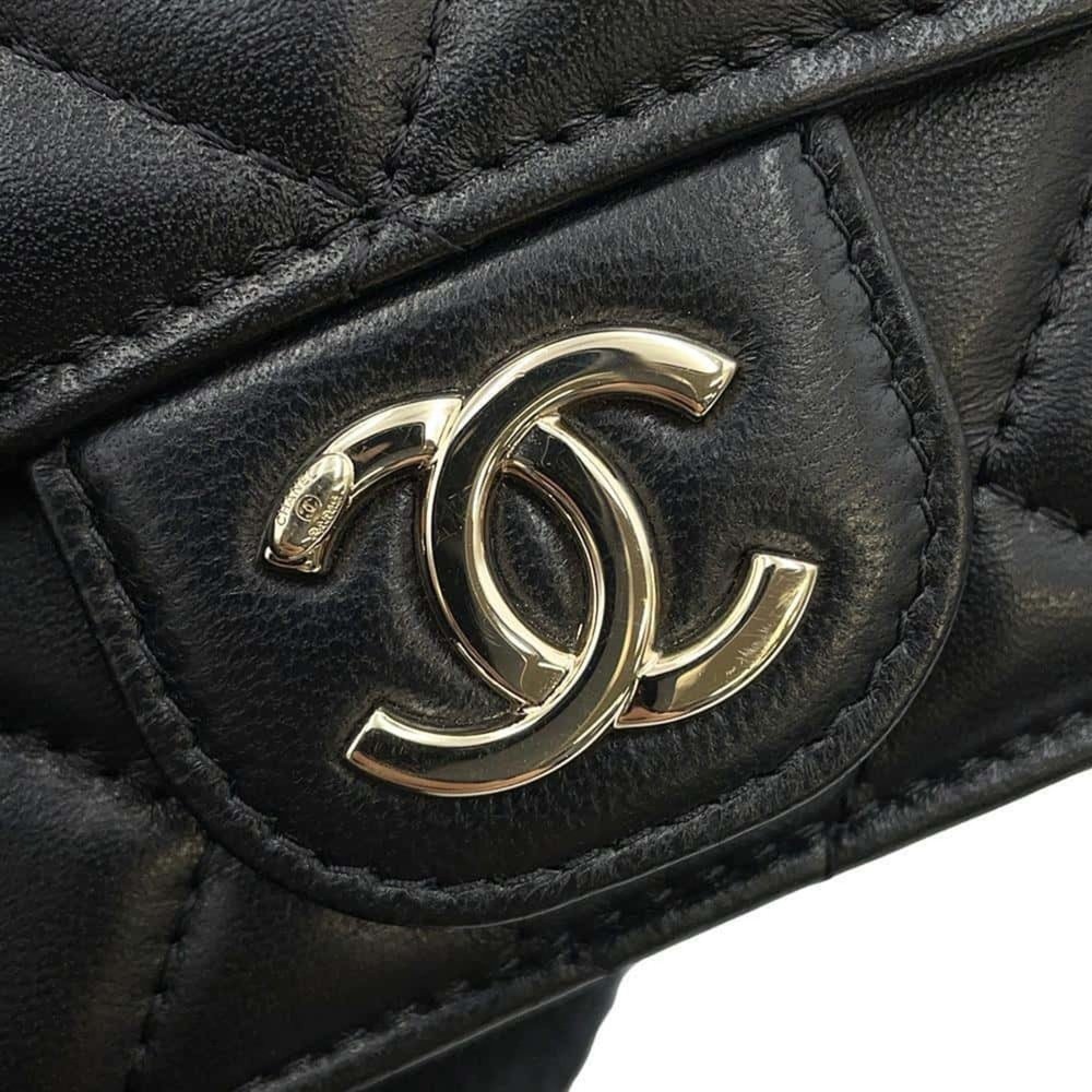 Chanel Belt Bag Matelasse Coco Mark Chain Pouch Lambskin CHANEL Waist Black - Picture 14 of 16